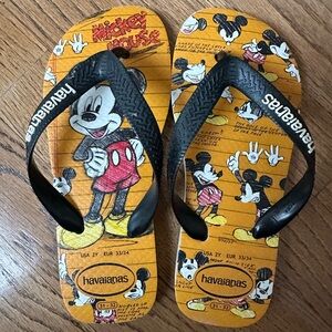 Boys Kids Havianas Disney Mickey Mouse Flip Flops Size 2Y
